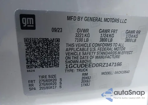 2024 Chevrolet Silverado 1500 4Wd Short Bed Rst из США, поврежденный, VIN 1GCUDEED0RZ147166